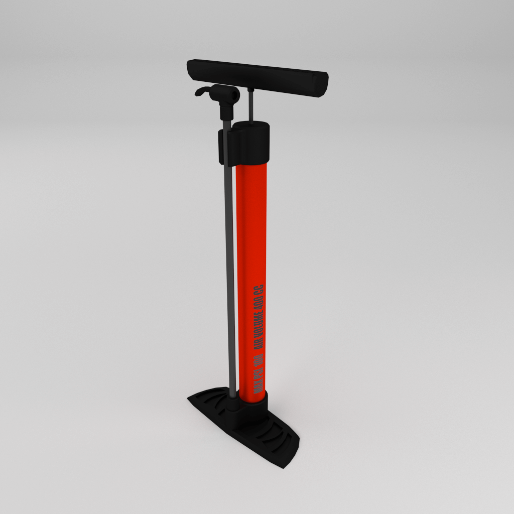 A 3D model of a bike pump.