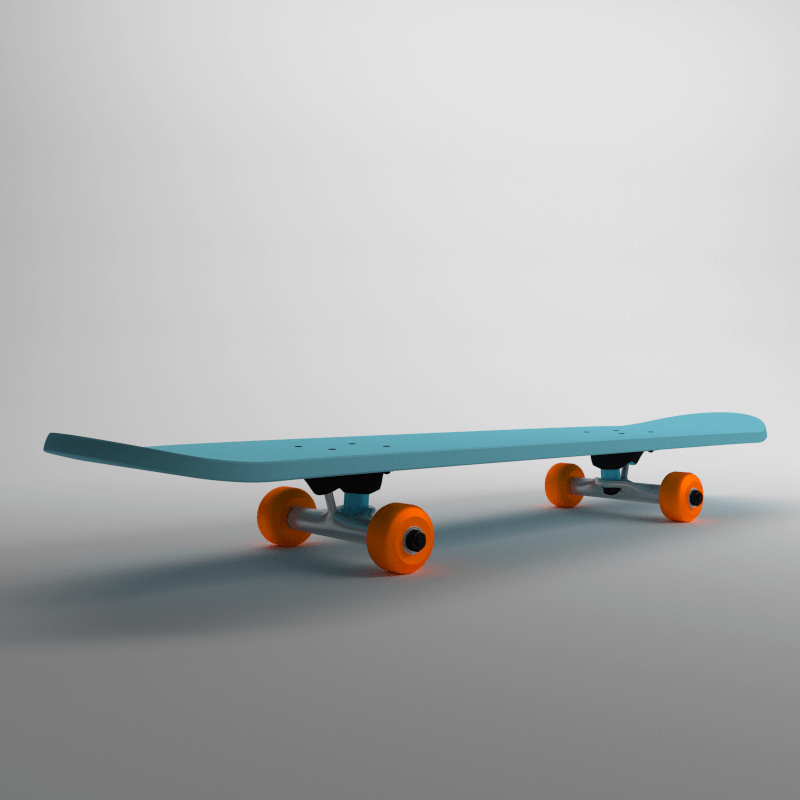 A Blender-rendered skateboard